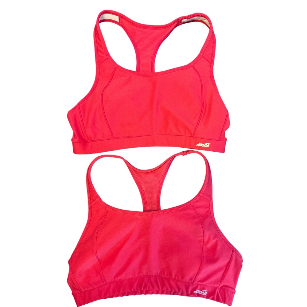 AVIA Women Pink Racerback Medium Support Sports Bras Set of 2 Size L‎